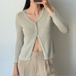 Vintage Knit Button-Front Knit Top